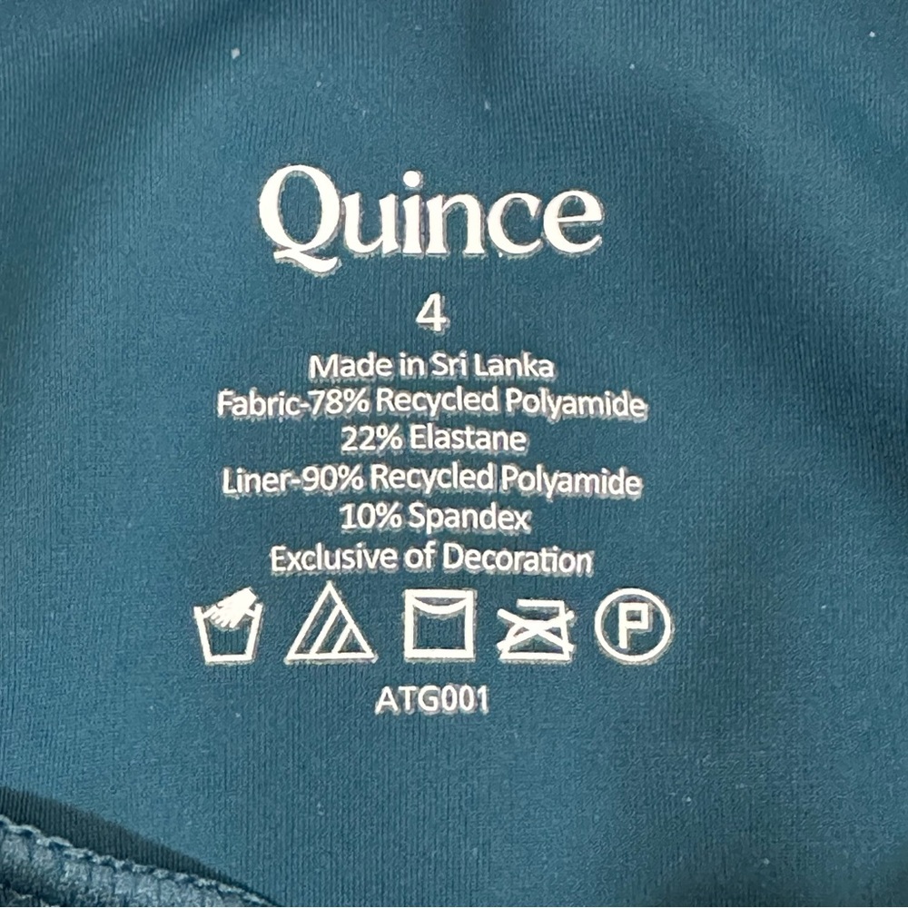 Quince One Piece Wrap Swimsuit Women's 4 Teal Sewn In Cups Classic Modest Pool - Picture 5 of 6